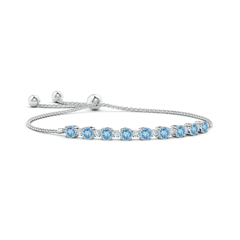 Aquamarine and Diamond Tennis Bracelet