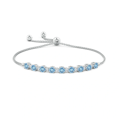 Aquamarine and Diamond Tennis Bracelet